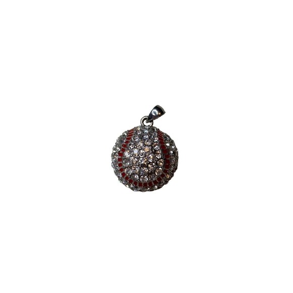 Rhinestone Bling Dome Baseball Pendant Charm - Picture 1 of 5